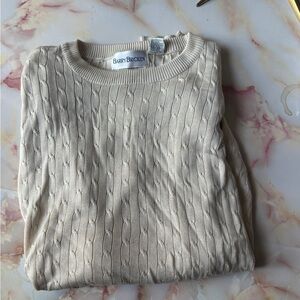 Barry Bricken Cream Cable Knit Crewneck Sweater